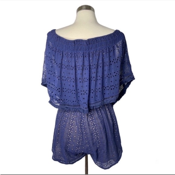 RANNA GIL Blue Eyelet Lace Romper size MP - Picture 3 of 7